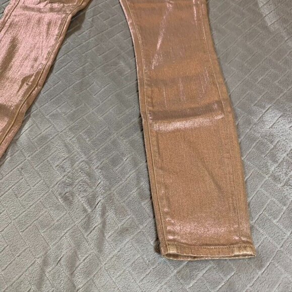 Lucky Brand Womens 25 Metallic Jeans Charlie Skinny Ankle Pink Low Rise Stretch - Picture 4 of 16